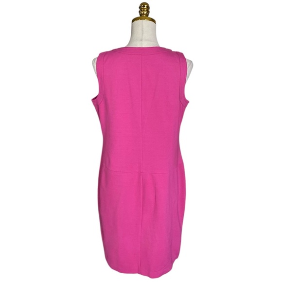 Talbots Women’s 12P Pink Ponte Shift Sheath Mini Dress Sleeveless Crew Neck - Picture 4 of 7